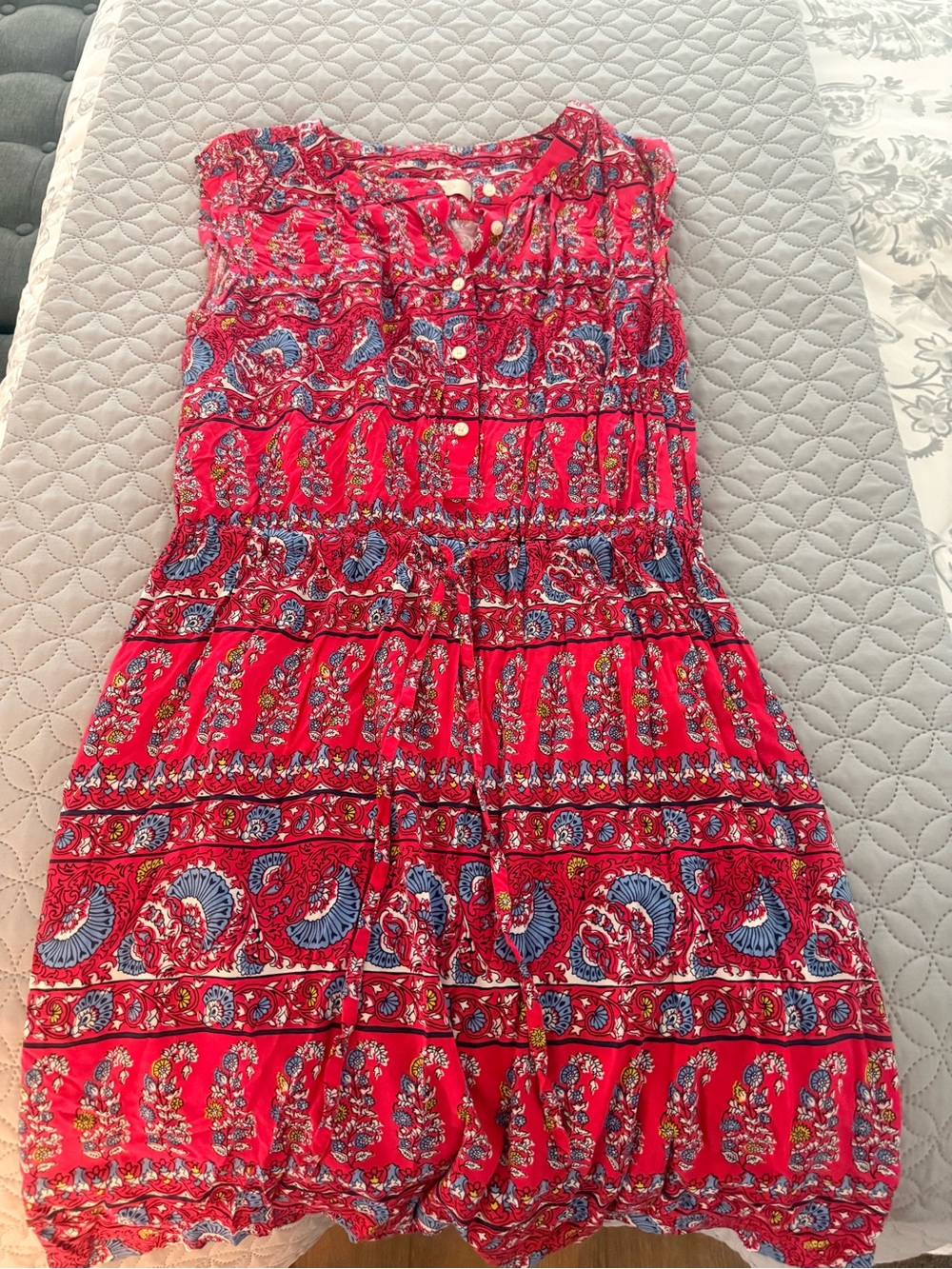 LOFT Red Paisley-Print Sleeveless Mini Dress